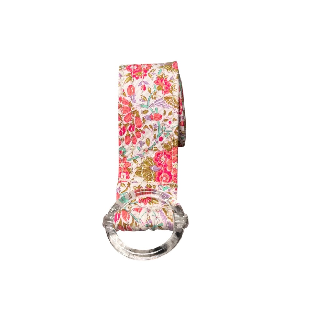 J.Crew Liberty Floral D-Ring Belt Pink Green Quilted Cotton 39" S/M Women's